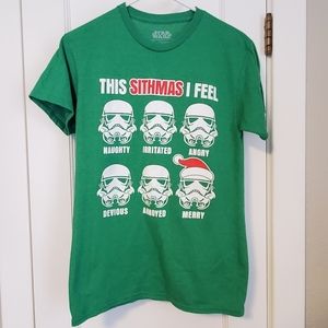 STAR WARS Christmas "Sithmas" Green Stormtrooper Santa T-shirt Small Holiday